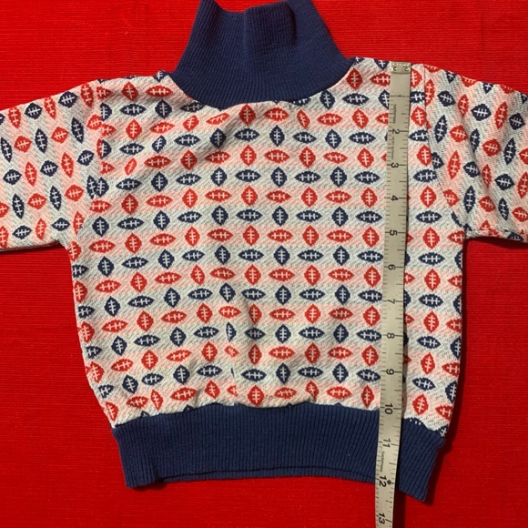 Last call! Vintage 70s kids toddler football novelty print knit turtleneck - Picture 2 of 7